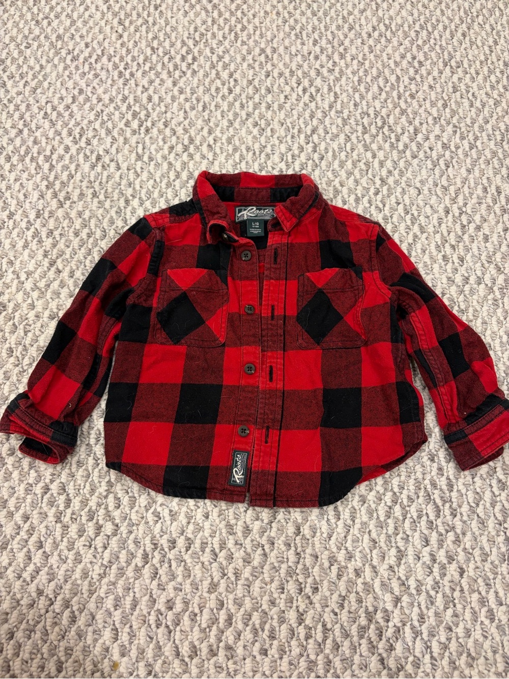 Roots Red & Black Buffalo Plaid Kids Button-Up Shirt